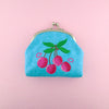 97-415: Cherry embroidered vegan small coin purse