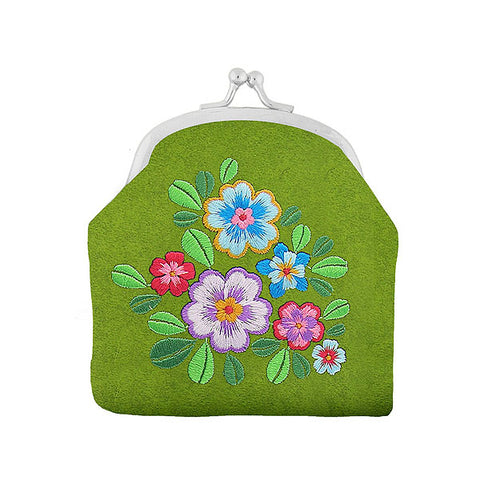 Online shopping for LAVISHY  flower embroidered kiss lock frame vegan coin purse that is Eco-friendly, ethically made, cruelty free. Great for everyday use or a gift for your family & friends. Wholesale at www.lavishy.com to gift shops, fashion accessories & clothing boutiques worldwide since 2001.