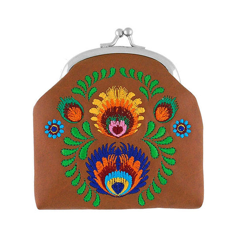 Online shopping for LAVISHY  bohemian Polish flower embroidered kiss lock frame vegan coin purse that is Eco-friendly, ethically made, cruelty free. Great for everyday use or a gift for your family & friends. Wholesale at www.lavishy.com to gift shops, fashion accessories & clothing boutiques worldwide since 2001.