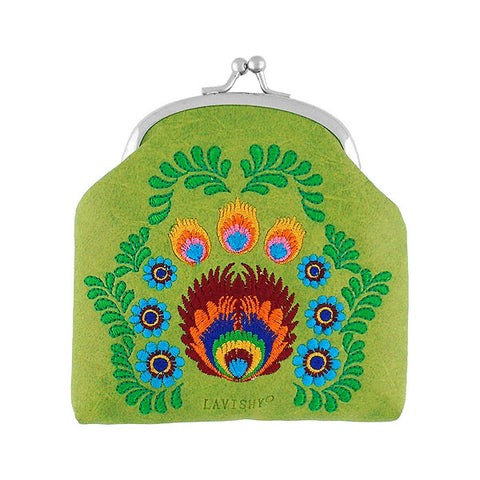 Online shopping for LAVISHY  bohemian Polish flower embroidered kiss lock frame vegan coin purse that is Eco-friendly, ethically made, cruelty free. Great for everyday use or a gift for your family & friends. Wholesale at www.lavishy.com to gift shops, fashion accessories & clothing boutiques worldwide since 2001.