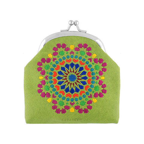 Online shopping for LAVISHY  Moroccan pattern embroidered kiss lock frame vegan coin purse that is Eco-friendly, ethically made, cruelty free. Great for everyday use or a gift for your family & friends. Wholesale at www.lavishy.com to gift shops, fashion accessories & clothing boutiques worldwide since 2001.