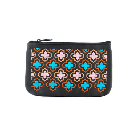 LAVISHY  Moroccan pattern embroidered vegan small pouch/coin purse that is Eco-friendly, ethically made, cruelty free. Great for everyday use or a gift for your family & friends. Wholesale at www.lavishy.com 