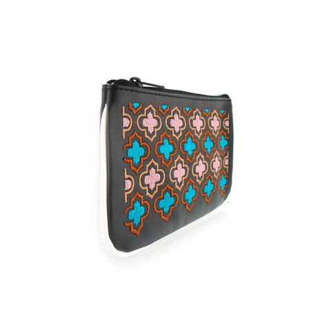 LAVISHY  Moroccan pattern embroidered vegan small pouch/coin purse that is Eco-friendly, ethically made, cruelty free. Great for everyday use or a gift for your family & friends. Wholesale at www.lavishy.com 