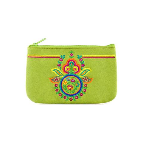 LAVISHY Indian medallion pattern embroidered vegan small pouch for women blue