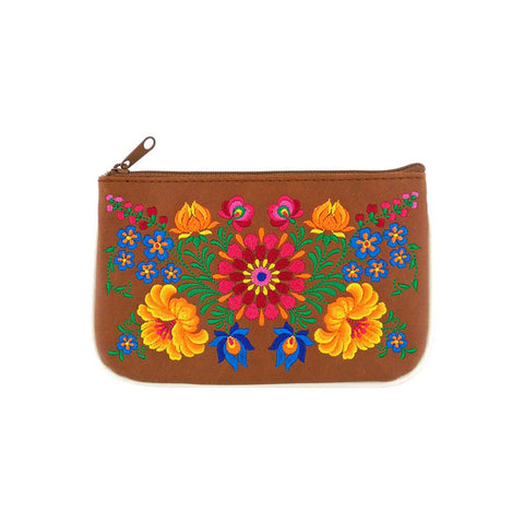 LAVISHY  Hungarian folk art style flower embroidered vegan small pouch/coin purse that is Eco-friendly, ethically made, cruelty free. Great for everyday use or a gift for your family & friends. Wholesale at www.lavishy.com 