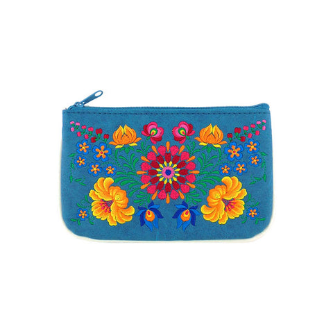 LAVISHY  Hungarian folk art style flower embroidered vegan small pouch/coin purse that is Eco-friendly, ethically made, cruelty free. Great for everyday use or a gift for your family & friends. Wholesale at www.lavishy.com 
