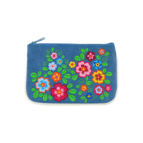 Online shopping for LAVISHY  bohemian style flower embroidered vegan small pouch/coin purse that is Eco-friendly, ethically made, cruelty free. Great for everyday use or a gift for your family & friends. Wholesale at www.lavishy.com to gift shops, fashion accessories & clothing boutiques worldwide since 2001.
