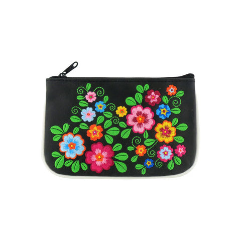 Online shopping for LAVISHY  bohemian style flower embroidered vegan small pouch/coin purse that is Eco-friendly, ethically made, cruelty free. Great for everyday use or a gift for your family & friends. Wholesale at www.lavishy.com to gift shops, fashion accessories & clothing boutiques worldwide since 2001.