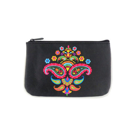 LAVISHY  Indian paisley pattern embroidered vegan small pouch/coin purse that is Eco-friendly, ethically made, cruelty free. Great for everyday use or a gift for your family & friends. Wholesale at www.lavishy.com 