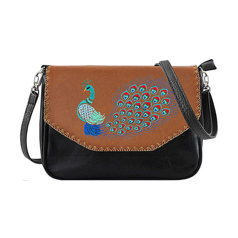 LAVISHY Eco-friendly Bohemian peacock embroidered vegan bag / clutch