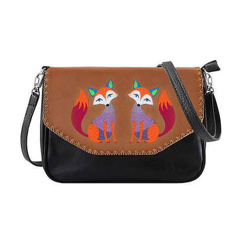 LAVISHY bohemian colorful fox embroidered vegan bag / clutch
