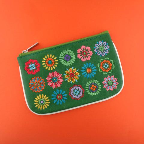 LAVISHY Eco-friendly, ethically made, cruelty free bohemian style vegan small pouch for women features delightful flower embroidery motif. Wholesale at www.lavishy.com