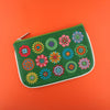 98-001: Flower embroidered vegan small pouch