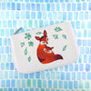 98-004: Fox mama & baby embroidered vegan small pouch