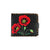 LAVISHY Eco-friendly poppy flower embroidered vegan bifold medium wallet for women. This black wallet is great for everyday use, lovely gift idea for family & friends especially for people who love Ukraine. Online shopping at LAVISHY BOUTIQUE. Wholesale at www.lavishy.com