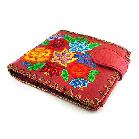 LAVISHY Mexican rose & lily flower embroidered medium wallet for women
