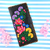 98-206: Mexican flora embroidered vegan large flat wallet