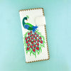 98-211: Peacock embroidered vegan large flat wallet