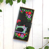 98-219: Sewing machine embroidered large flat wallet