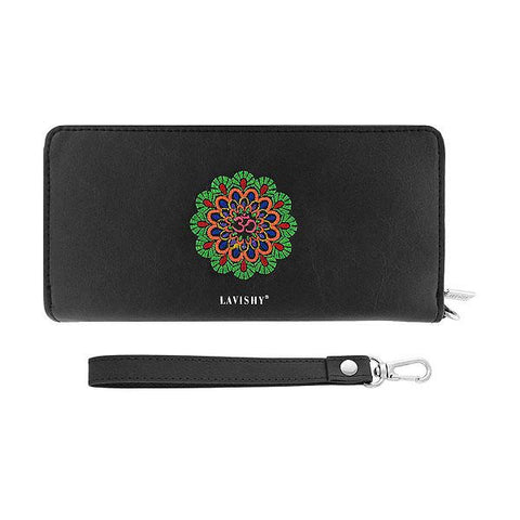 Online shopping for vegan brand LAVISHY's Eco-friendly, ethically made, cruelty free Hamsa/hand of Fatima embroidered vegan large wristlet wallet for women. Wholesale at www.lavishy.com for retailers like gift shop, clothing & fashion accessories boutique & book store worldwide since 2001.
