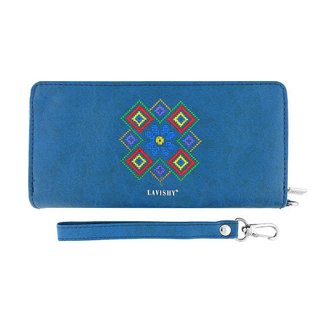 Online shopping for vegan brand LAVISHY's Eco-friendly, ethically made, cruelty free Ukraine embroidery pattern vegan large wristlet wallet for women. Wholesale at www.lavishy.com for retailers like gift shop, clothing & fashion accessories boutique & book store worldwide since 2001.