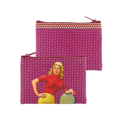 Online shopping for vegan brand LAVISHY's retro Sassy bella pinup girl & polka dots print vegan coin purse. It's great for everyday use or as gift for friends & family. Wholesale at www.lavishy.com to gift shop, clothing & fashion accessories boutique & book store in USA, Canada & worldwide since 2001.
