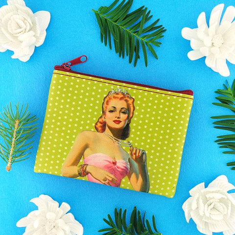 Online shopping for vegan brand LAVISHY's retro drama diva pinup girl & polka dots print vegan coin purse. It's great for everyday use or as gift for friends & family. Wholesale at www.lavishy.com to gift shop, clothing & fashion accessories boutique & book store in USA, Canada & worldwide since 2001.