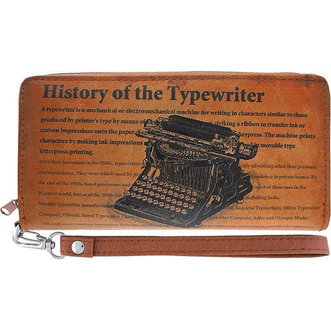 LAVISHY retro typewriter printed vegan leather wristlet wallet