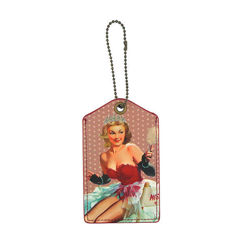 Online shopping for LAVISHY vegan cool vegan/faux leather luggage tag with vintage/retro style queen of everything pinup girl print. It's a great gift idea for you or your friends & family. Wholesale available at www.lavishy.com with many unique & fun fashion accessories.