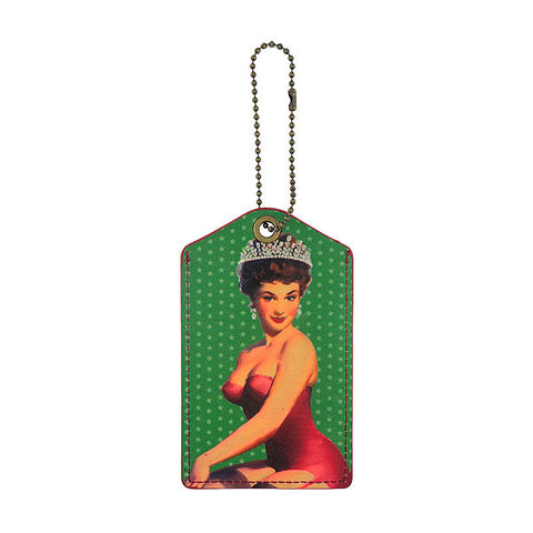 Online shopping for LAVISHY vegan cool vegan/faux leather luggage tag with vintage/retro style beauty queen pinup girl print. It's a great gift idea for you or your friends & family. Wholesale available at www.lavishy.com with many unique & fun fashion accessories.