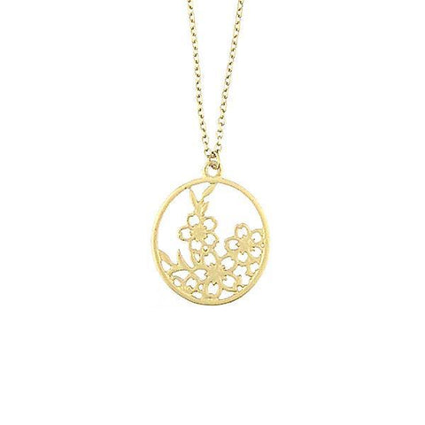 Shop LAVISHY handmade cutout Cherry Blossom Flower pendant necklace made with recycled materials. They are unique, fun, Eco-friendly & affordable. Wholesale available at www.lavishy.com for gift shop, boutique & corporate buyer.