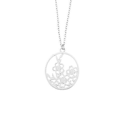 Shop LAVISHY handmade cutout Cherry Blossom Flower pendant necklace made with recycled materials. They are unique, fun, Eco-friendly & affordable. Wholesale available at www.lavishy.com for gift shop, boutique & corporate buyer.