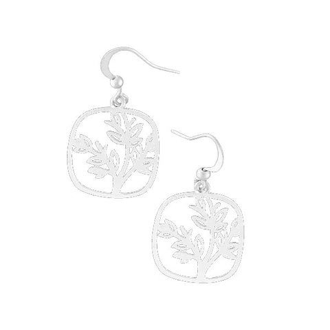 LAVISHY silver plated cutout tree pendant earrings
