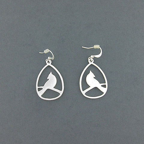 LAVISHY silver plated cutout blue jay bird pendant earrings