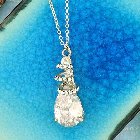 Online shopping for rhodium plated tear drop pendant necklace with Austrian crystal & cubic zirconia. A great gift for you or your girlfriend, wife, co-worker, friend & family. Wholesale available at www.lavishy.com with many unique & fun fashion accessories.