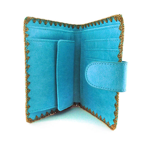 Online shopping for vegan brand LAVISHY's Eco-friendly, ethically made, cruelty free sunflower embroidered vegan medium wallet for women. Wholesale at www.lavishy.com for retailers like gift shop, clothing & fashion accessories boutique, book store worldwide since 2001.