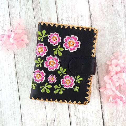 Online shopping for vegan brand LAVISHY's Eco-friendly, ethically made, cruelty free flower embroidered vegan medium wallet for women. Wholesale at www.lavishy.com for retailers like gift shop, clothing & fashion accessories boutique, book store worldwide since 2001.