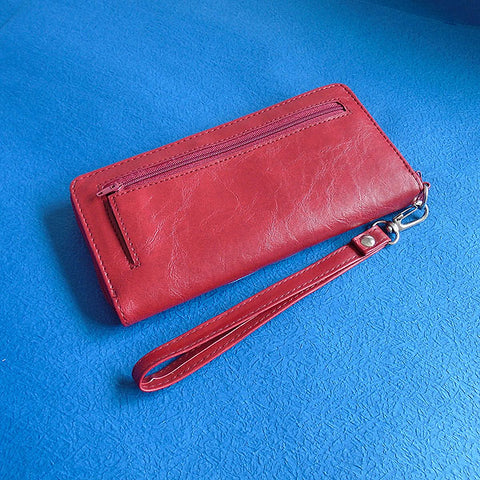 LAVISHY ladybug & flower applique vegan large wristlet wallet