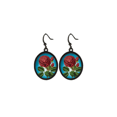 LAVISHY vintage style handmade red rose flower earrings