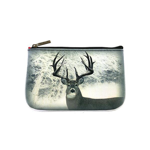 Mlavi deer in snowy forest print vegan small pouch/coin purse