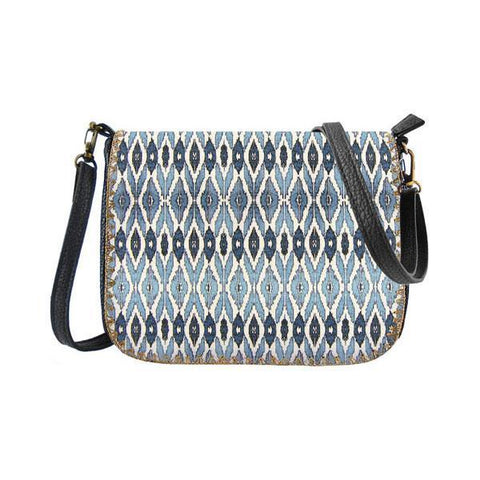 Mlavi Eco-friendly & cruelty free bohemian style Ikat print vegan cross body bag. Great for everyday use & wonderful as a gift to family & friends. Wholesale at www.mlavi.com for gift shops, fashion accessories & clothing boutiques, museum stores worldwide.