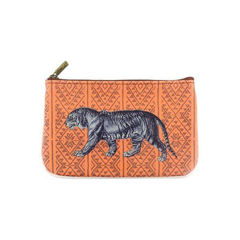 Eco-friendly, cruelty-free, ethically made small pouch/coin purse with vintage style tiger print by Mlavi Studio. It's great for everyday use or as gift for animal loving family and friends. Wholesale at www.mlavi.com to gift shop, clothing & fashion accessories boutiques, book stores.