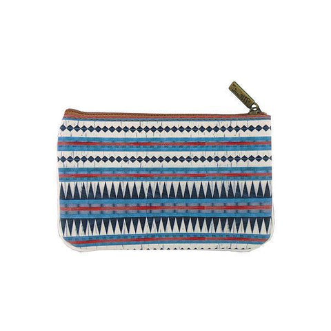 Mlavi bohemian style vegan flat small pouch/coin purse with Mexican Aztec tribal pattern print. 