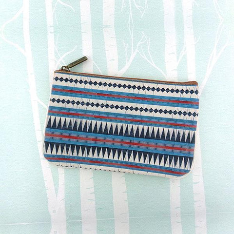 Mlavi bohemian style vegan flat small pouch/coin purse with Mexican Aztec tribal pattern print. 