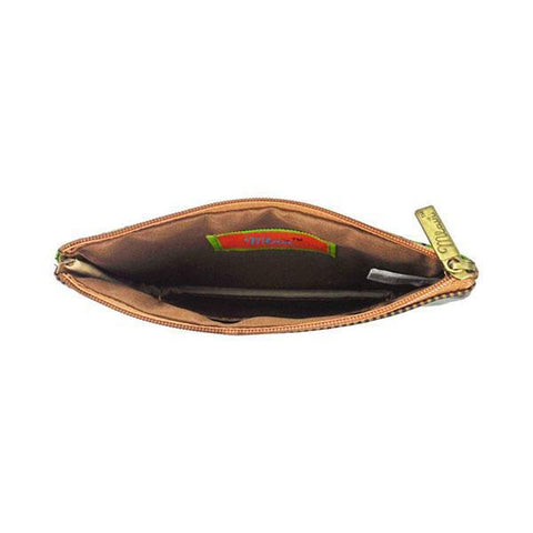 Mlavi bohemian style vegan flat small pouch/coin purse with Mexican Aztec tribal pattern print. 