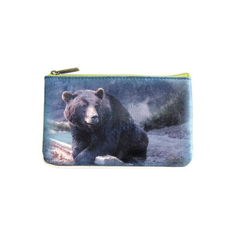 Mlavi's Eco-friendly, cruelty-free vegan/vegan leather Bear & ocean print small pouch/coin purse from Animal collection. Wholesale available at http://mlavi.com along with other fun & unique, whimsical vegan fashion accessories & gifts.