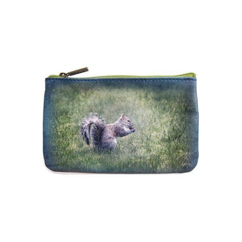 Mlavi Eco-friendly, cruelty-free vegan/vegan leather Squirrel & mountain print small pouch/coin purse from Animal collection. Wholesale at www.mlavi.com