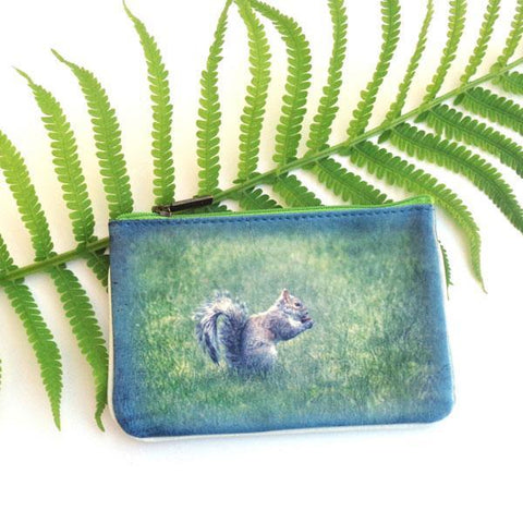 Mlavi Eco-friendly, cruelty-free vegan/vegan leather Squirrel & mountain print small pouch/coin purse from Animal collection. Wholesale at www.mlavi.com