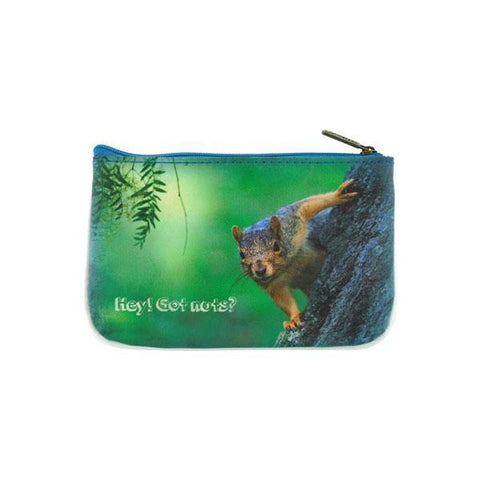 Mlavi Eco-friendly, cruelty-free vegan/vegan leather Squirrel & ocean print small pouch/coin purse from Animal collection. Wholesale at www.mlavi.com