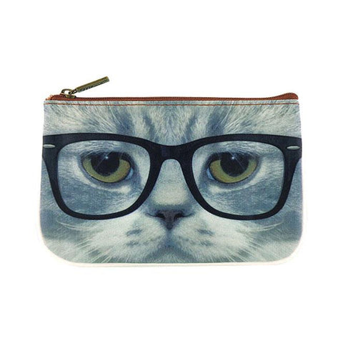 for Eco-friendly, cruelty-free, ethically made vegan/vegan leather small pouch/coin purse features a cute cat print by Mlavi. Wholesale available at http://mlavi.com along with other whimsical fashion accessories